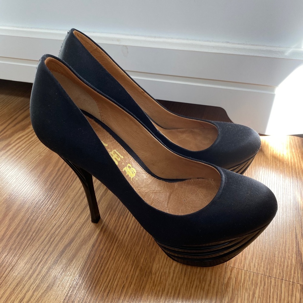 Black Suede Stiletto High Heels